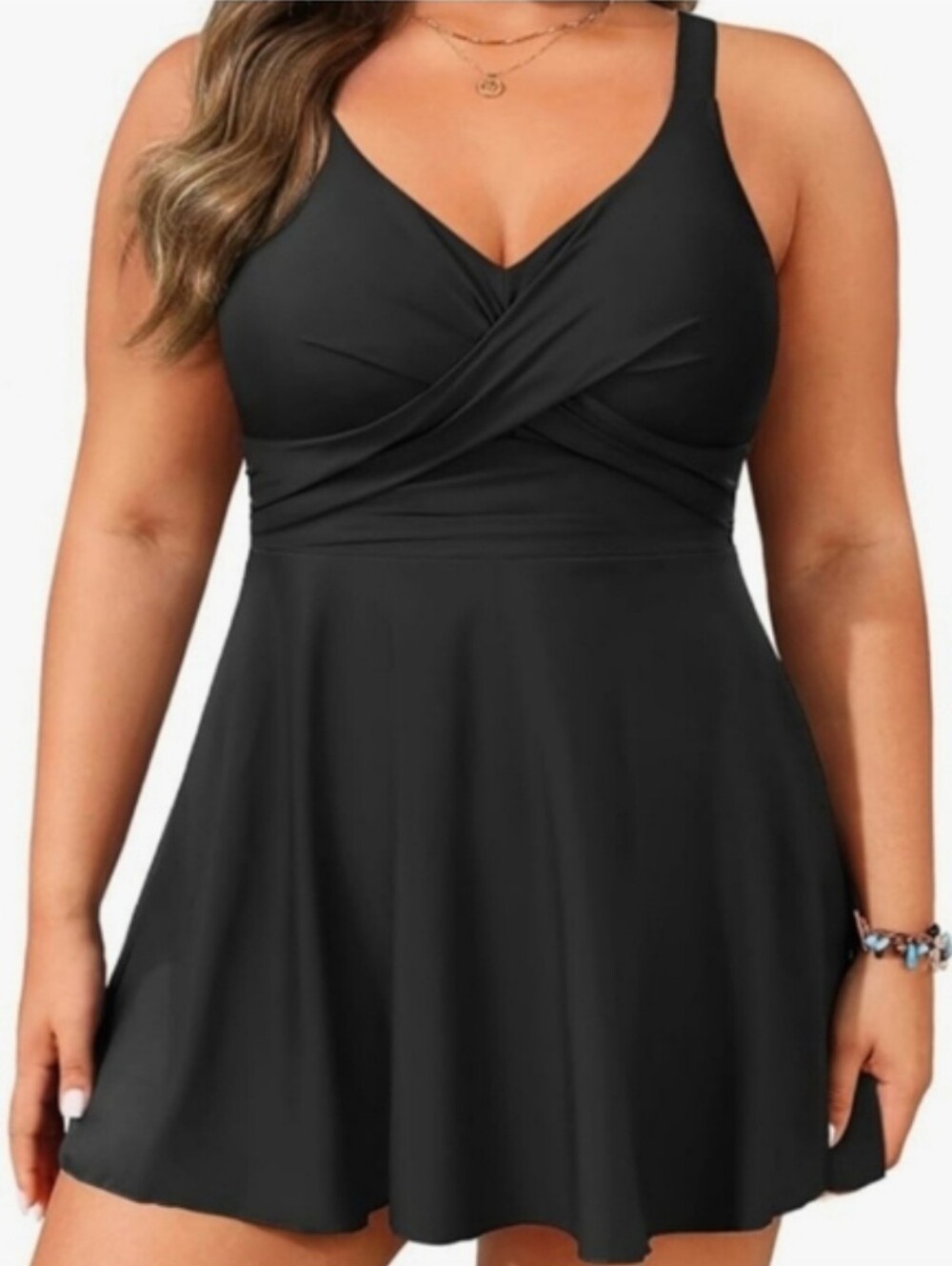 AQUA EVE Black Swim Dress Plus Size 28W